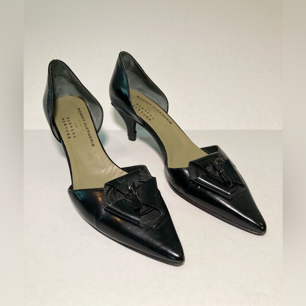 Robert Clergerie 27 cm Black Leather D'orsay Heels